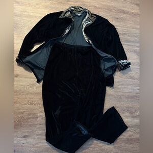Vintage Silkwear Black and Gold Velvet 2 Piece Lounge Wear Size Large Retro EUC